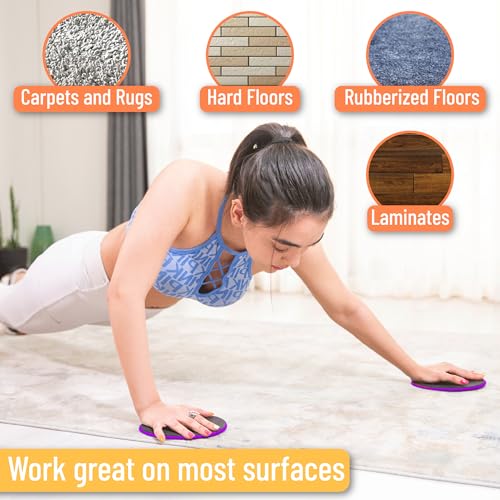 Mr. Pen Core Sliders for Working Out - 2 Pack Dual Sided Workout Sliders Discs - color: Purple