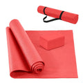 Signature Fitness All Purpose 0.25 Inch Thick High Density No Tear Exercise Yoga Mat with Strap & Lightweight Features for Indoor & Outdoor Use, Red