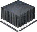 SUPERJARE 0.79'' Extra-Thick Exercise Equipment Mats, 12 Pcs 48 Sq Ft Rubber Top Floor Tiles with High Density EVA Foam, Interlocking Gym Flooring for Home Gym, Workout Mat, Black/Blue - size: 12 Tiles (48 Sq Ft)