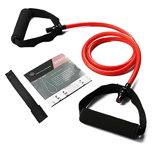 Resistance Bands with Handles, Single Resistance Bands, Exercise Bands with Handles, for Resistance Training, Physical Therapy, Home Workouts, Fitness, Pilates - color: red-20lbs