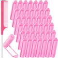 Syhood 43 Pcs Foam Sponge Hair Rollers Women 0.59 Inch Soft Sleeping Curlers Flexible Sponge Curler Tool and Rat Tail Comb for Hair Styling Hairdressing Overnight Curl and Volume(Pink) - color: Pink