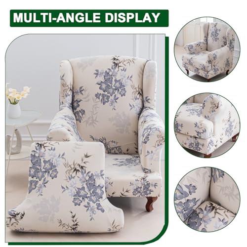 CRFATOP Soft Wing Chair Slipcovers 2 Pieces Wingback Chair Covers Sofa Slipcover with Arms Stretch Jacquard Wing Back Armchair Cover Furniture Protector for Wingback Chairs Living Room,C51 - color: Color C51