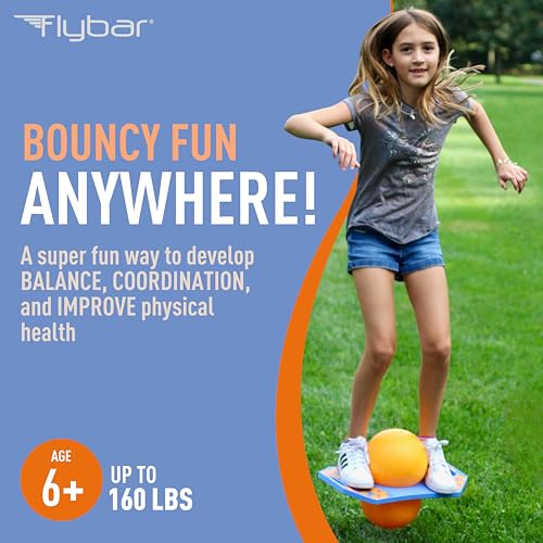 Flybar LED Pogo Trick Ball for Kids Balance Bounce Board w/Anti-Slip Deck - color: Blue Dawn 2