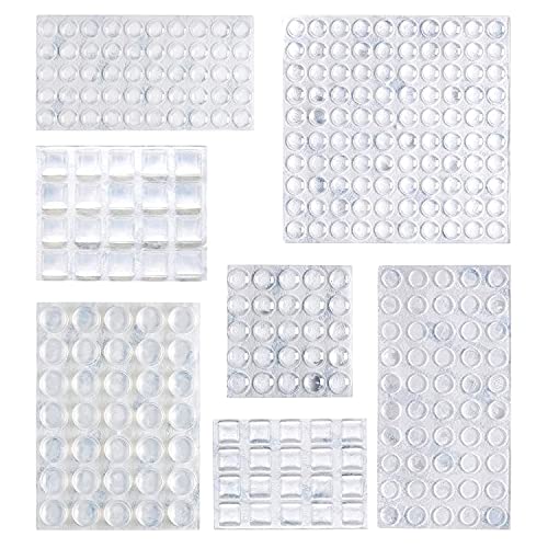 Amazon Basics Cabinet Door Bumpers, Clear Self Adhesive Pads for Surface Protection, Noise Reduction and Sound Dampening, Rubber Stoppers for Drawers and Cupboards, 300-Piece, 6.9 x 4.5 x 0.6 inch