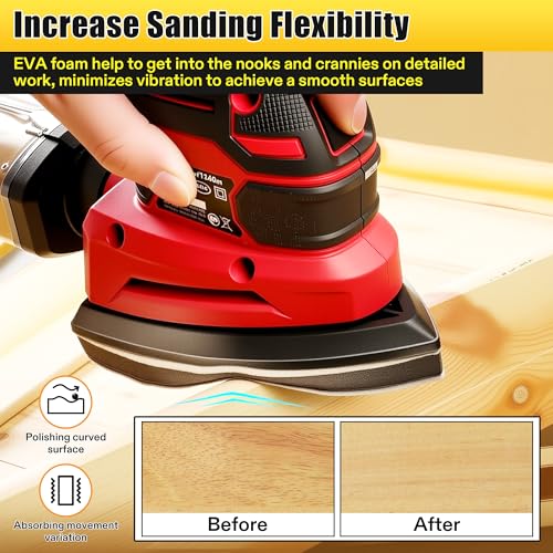 5 Pcs 6 Holes Foam Sanding Pads with Hook and Loop Backing Sander Mouse Detail Sanding Interface Pad to Increasing Flexibility and Balancing Pressure Compatible with Ryobi Sander - color: Black and White, size: 6 Holes