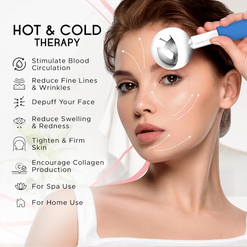 Ice Globes for Facials | Unbreakable Steel Cooling Roller | Cryo Sticks for Face | Massager for Face Neck & Eyes | Skin Care for Dark Circles, Puffiness, Wrinkles, Collagen Production (Blue) - color: Blue