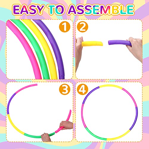Sratte 12 Pcs Toy Hoop for Kid Detachable Adjustable Toy Hoop Colored Hoop Exercise Ring Plastic Circle for Kid Teen Gymnastics Dog Agility Equipment, Require Self Assembly(Simple Colors, 24 Inch) - color: Simple Colors, size: 24 Inch