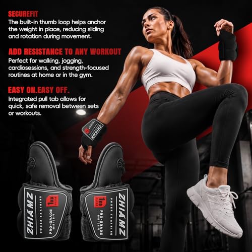 Wrist Weights with Thumb Loops Lock for Men Women, Ankle Weights Weighted | Thumb Loop Lock & Adjustable Strap Wrist Weights, Soft-Touch for Walking Running Yoga Pilates Home Workouts