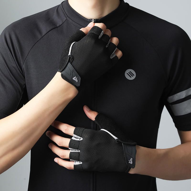 FGSS Workout Gloves for Men Women Exercise Gloves for Weight Lifting Fitness Cycling Gym Training with Grip Cushion Pads - color: Black-M