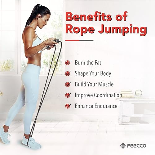 FEECCO Weighted Jump Rope for Men, PVC Rope with Metal Handles and Ball Bearings - color: 1LB
