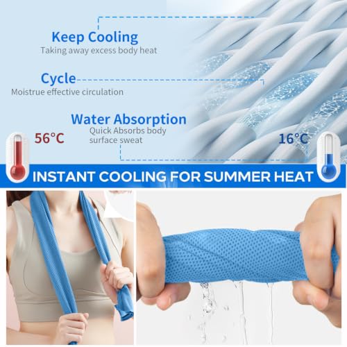 Puomue 5 Pack Cooling Towels, 40 Inches X 12 Inches, Breathable Soft Chilly Microfiber Towel for Yoga, Sport, Running, Workout, Gym, Camping and Fitness, Blue - color: Blue