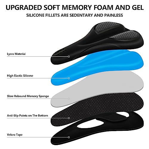 Bike Seat Cushion Gel Padded Bike Seat Cover Extra Soft Comfy for Men Women Comfort,with Peloton Stationary, Exercise, Mountain Bikes, Road & Electric - color: Black