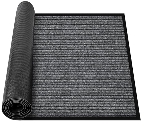 MYFAMIREA Commercial Floor Mat 3' x 4' Extra Large Front Door Industrial Rug Heavy Duty Brush Step Entrance Mat Weather Utility Rug with Non Slip Rubber Backing Low Profile for Entryway, Charcoal Grey - size: 3 x 4 Feet
