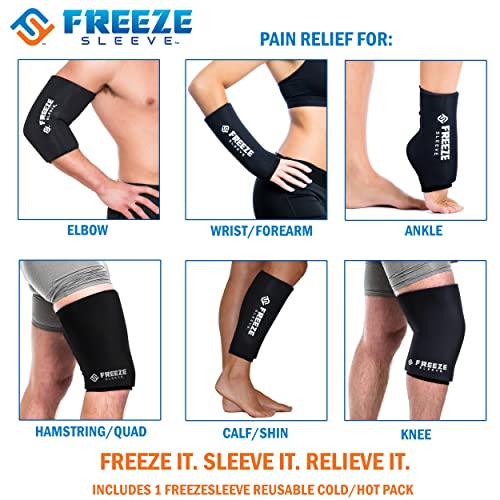 FreezeSleeve Ice & Heat Therapy Sleeve- Reusable, Flexible Gel Hot/Cold Pack, 360 Coverage for Knee, Elbow, Ankle, Wrist- Turquoise, Large - color: Turquoise, size: Large (Pack of 1)