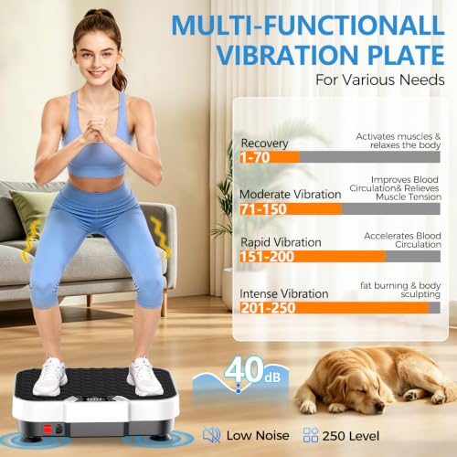 Vibration Plate Exercise Machine Vibration Plate for Lymphatic Drainage Weight Loss,Muscle Activation Fat Burner for Women Men,250 Speeds Shake Plate,Whole Body Exercise Equipment - color: Black