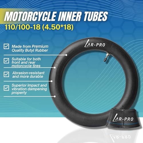 (2-Pack) 110/100-18 (4.50 x 18) Heavy-Duty Motorcycle Inner Tubes - 3mm Thick Butyl Rubber Inner Tubes - TR4 Valve Stems - Designed for Off-Road and Motocross Tires - size: 110/100-18 (4.50 x 18)