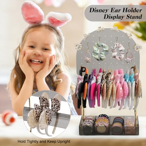 Keebofly Hair Accessories Organizer & Headband Holder Stand, Smoky Grey & Gold-plated - color: Half_moon Grey Acrylic & Gold-Plated
