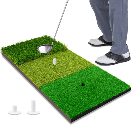 LYDARZ Portable & Foldable Golf Practice Mat – Dual-Turf Golf Hitting Mat for Indoor & Outdoor Swing and Chipping – Fairway & Rough Turf Golf Training Mat for Backyard and Home