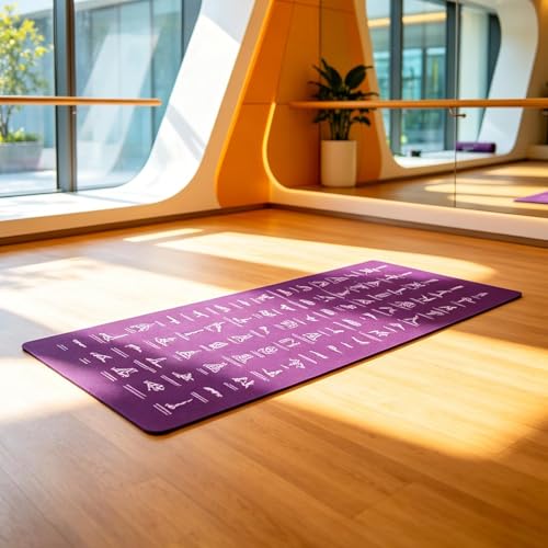 Yoga Mat Thick with Poses Stretches Double-Sided | Yoga Mat Non Slip Workout for Indoor Floor Home Travel Gym Studio Pilates Outdoor Balance Kneeling Physical Training