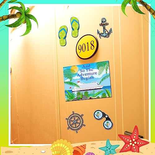 Kanayu 6 Pcs Adventure Cruise Door Decorations Magnetic Large Ship Decorations Magnets Anchor Cruise Decor Car Fridge Magnet Decal for Carnival Stateroom Door - style: Adventure