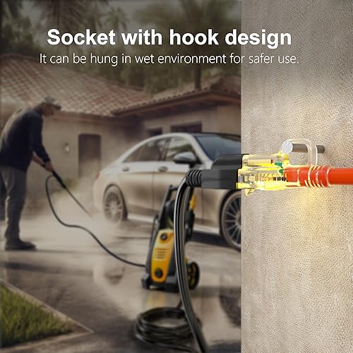 HUANCHAIN 12/3 Gauge Heavy Duty Outdoor Extension Cord 25 ft Waterproof with Lighted end, Flexible Cold-Resistant 3 Prong Electric Cord Outside, 15Amp 1875W 12AWG SJTW, Orange, ETL - color: Orange, size: 25FT