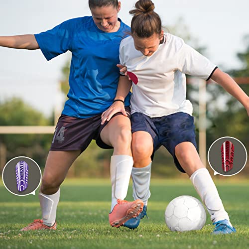 Shin Guards - Soccer Shin Guards with Cushion Protection for Kids/Adults - color: Red and Purple,Shin Pads 2 Pairs, size: Large
