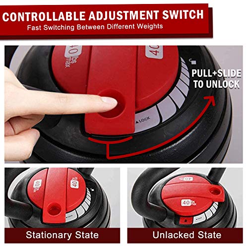 Time wave 10-40LBS Adjustable Kettlebell Weights Sets for Men Women Home Fitness Gym Equipment, Cast Iron Kettle Bell Set for Exercises, Weightlifting, Conditioning, Strength and Core Training (Red)