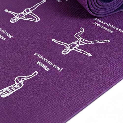 Yoga Mat Thick with Poses Stretches Double-Sided | Yoga Mat Non Slip Workout for Indoor Floor Home Travel Gym Studio Pilates Outdoor Balance Kneeling Physical Training