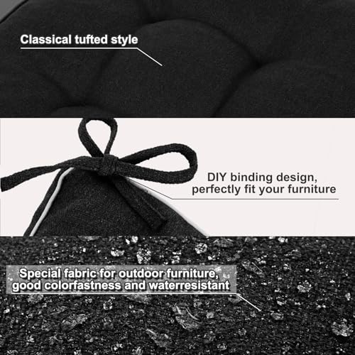 Chunful Set of 5 Outdoor Bench Cushions Set 44 x 19 Inch Tufted Waterproof Patio Furniture Seat Pad with Throw Pillows Loveseat Cushion for Square Settee Indoor Sofa Wicker Couch(Black) - color: Black