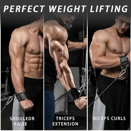 Wrist Cuffs Weight Lifting Straps – Heavy-Duty Cable Machine Attachments & Weightlifting Wrist Support for Lateral Raises, Pull Exercises & Strength Training - color: black, size: size L