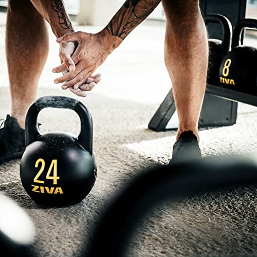 Steel Competition Kettlebells by Steve Cotter - Hard-Wearing Crack-Resistant Powder Surface Coating, 34mm Steel Handle with Non-Slip Super Textured Powder Coating Grip - Avail 6kg - 32kg - color: f) 18kg - Yellow