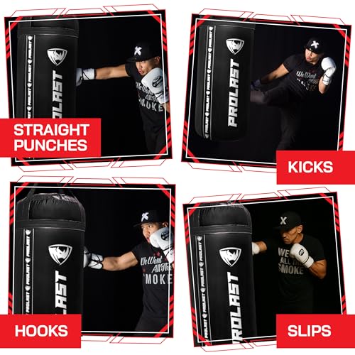 4Ft XL 135Lb Heavy Punching Kicking Bag for Adults, Boxing, MMA, Martial Arts, Muay Thai, Strength Training Equipment - color: Black / Black, size: Unfilled