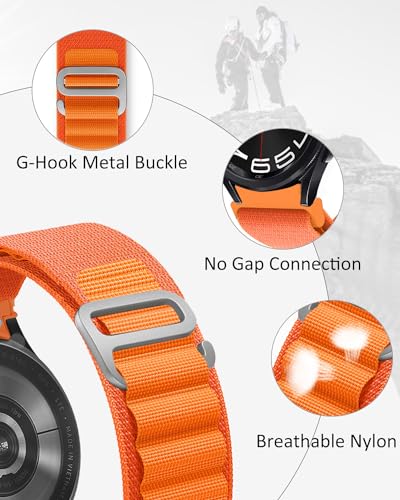 One Click Alpine Loop Bands Compatible with Samsung Galaxy Watch 7 Band/Galaxy Watch 6 4 5 FE Band 40mm 44mm/Watch 6 4 Classic 47mm 43mm 42mm 46mm/5 Pro 45mm, 20mm No Gap Nylon Sport Strap for Men - color: 2#Starlight