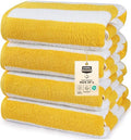 Utopia Towels Pack of 4 Cabana Beach Towels, Oversized 30 x 60 Inches Cotton Beach Towel Set, Smooth Ring Spun Texture for Pool and Swim Days, Modern Striped Design Bath Towels, Yellow - color: Yellow, size: 30 x 60 - 4 Pack
