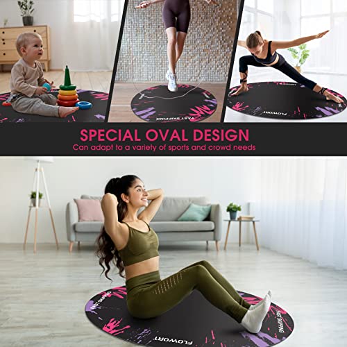 Cheete Jump Rope Mat Large Rubber Exercise Mat Indoor Outdoor Shock Absorbing Mat Non-Slip Oval Design for Floor & Rope Protection, Workout Mats for Home Gym Flooring - color: Purple
