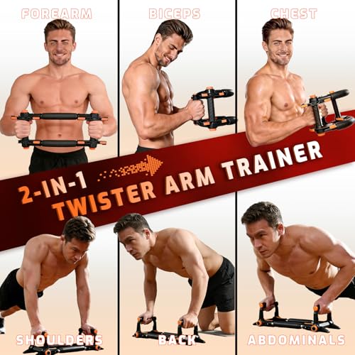 Twister Arm Trainer with Push-Up Grips, Adjustable Resistance (20-90LB), Unisex Chest Workout Equipment, Spring Resistance Exerciser for Muscle Building & Shaping - size: 20-60lbs