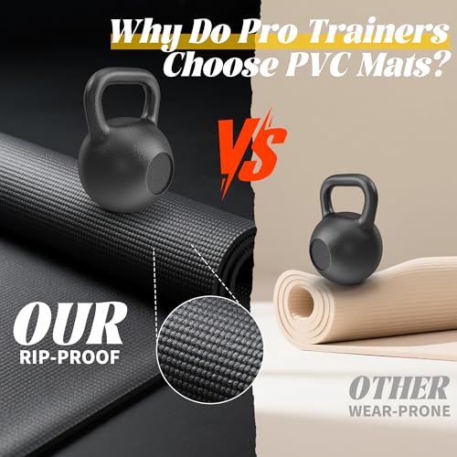 VTORY Extra Thick Large Exercise Mat, 6'x4'/7'x5'/8'x6'/10'x6'x8mm(1/3 inch) , Non-Slip, PVC, Ultra Durable, Heavy-Duty Mat, Shoes-Friendly, High-Density, Large Wide Yoga Mat, Workout Mat for Home Gym, Cardio, Strength, HIIT, MMA - size: 8'x6'x8mm