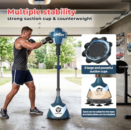 Freestanding Reflex Bag,Punching Bag with Stand,Height Adjustable,Speed Punching Ball for Reaction & Fitness Training - Stress Relief Workout for Adults，Boxing Equipment for Home Gym - color: Green
