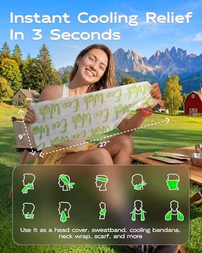 CoolRush Towel, Cold Neck Wrap for Hot Weather, Large Cooling Body Wipe, Chilly Wet Rag For Sports, Travel, Baseball, Yoga, Golf, Softball, Camping, Hiking, Biking, Gym, Trip, Beach Essentials - color: Green