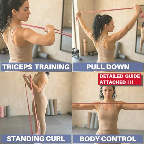 LEZER Resistance Bands - Pull Up Bands for Home Gym Fitness, Stretching, Physical Therapy & Training - Includes Instruction - color: 02 - Red