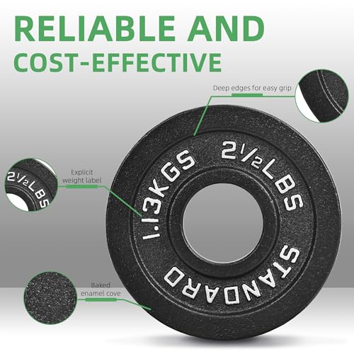 Fitvids 2-Inch Olympic Cast Iron Weight Plate for Strength Training & Weightlifting, Multiple Sizes