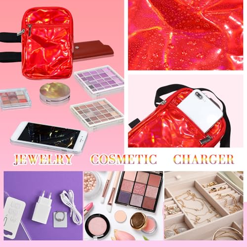 Carnival Leg Bag Holographic Thigh Bag with Adjustable Strap Leg Pouch Harness Women Summer Travel Hiking Pack(Red,Leg Bag) - color: Red, style: Leg Bag