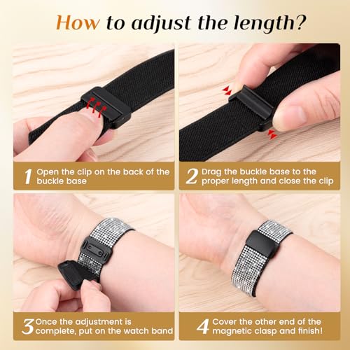 LETOID Stretchy Bands for Apple Watch Band Women Men Adjustable Solo Loop | Skin-Friendly Elastic Nylon Replacement Strap, iWatch Series 11 10 9 8 7 6 5 4 3 2 1 SE Ultra 49 46 45 44 42 41 40 38mm - color: Magnetic Clasp - Midnight Black, size: 38mm/40mm/4