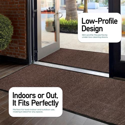 MaxMat® 4-Pack Extra Large Commercial Floor Mat, 3 x 5 Feet Heavy Duty, Waterproof, Low-Profile, Easy to Clean, Rubber Entry Mat (Brown, 3 x 5 Feet - 4 Pack) - color: Brown, size: 3 x 5 Feet - 4 Pack