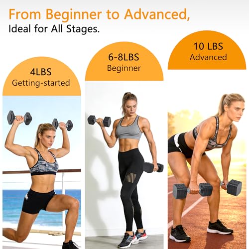 20LBS Adjustable Dumbbell Set, 4 in 1 Free Weights Dumbbells Set for,4lb 6lb 8lb 10lb, with Metal Non Slip Handle，Quick Change，Home Gym Strength Training Equipment for Men and Women - color: Black