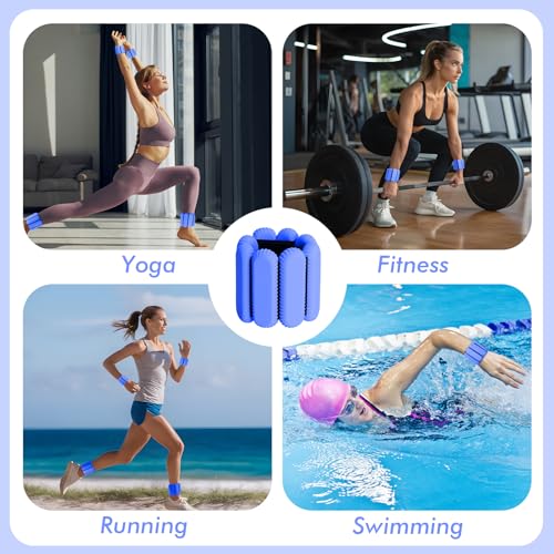 Wrist Ankle Weights for Women, Adjustable Ankle Weights Strength Training Silicone Bracelets Workout Wrist Ankle Weights for Men Women Yoga Running Dance Ankle Arm Leg Weights (2lb) - color: Blue