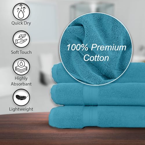 KAHAF COLLECTION 100% Cotton Bath Towels, 24x48 Pack of 6 Towels, Quick Dry, Highly Absorbent, Soft Feel Towel, Gym, Spa, Bathroom, Shower, Pool, Luxury Soft Towels (Aqua, 24x48-6 Pack) - color: Aqua, size: 24x48 - 6 Pack