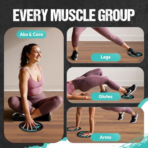 Gliding 9” Sliders for Working Out on Hardwood/Tile Floors, 1 Pair 4 Videos | The Original Exercise Sliders Disc for Full Body Fitness, Pilates, Core, Physical Therapy and Resistance Workouts - color: Black (Hardwood)