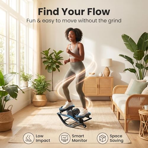 Low-Impact Lateral Rocking Fitness Stepper for Knees and Joints,Home Workout Machine,Rock Stepper Machine with Digital Display,Track Time,Reps,Calories for Legs,Glutes,Abs - size: Black