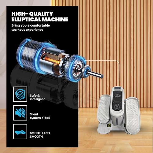 Under Desk Elliptical Machine, Remote Control Elliptical Leg Exerciser | Electric Pedal Exerciser, Quiet Under Desk Bike for Seniors, Electric Seated Pedal, 12 Adjustable Speed, Auto & HR Mode-White